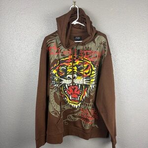 Ed Hardy Don Ed Hardy Screaming Tiger Hoodie Men’s 2XL Cocoa Brown Los Angeles